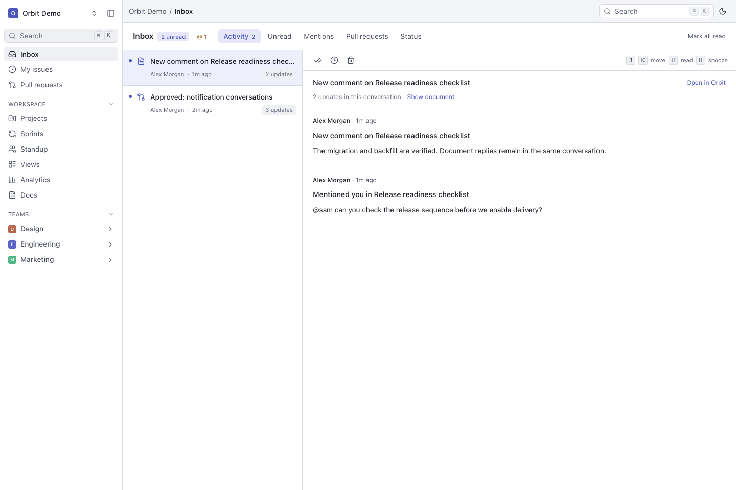 A document comment conversation in the light theme
